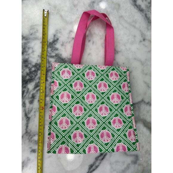 Old Navy Colorful Retro Green/Pink Peace Sign Insulated Market Tote - Picture 7 of 7